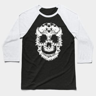 Pug Skull Halloween Gift For Pug Lovers Baseball T-Shirt